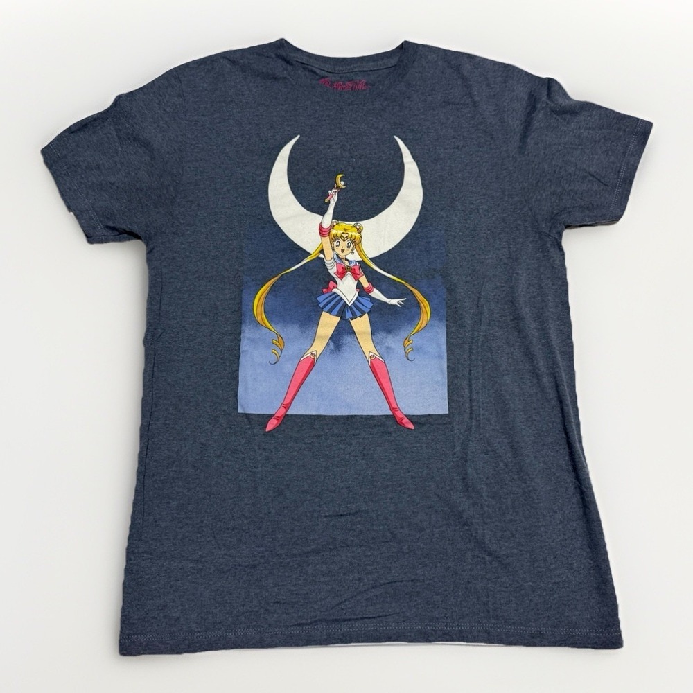 Sailor Moon T-Shirt Men's Medium Navy Heather Anime‎ Graphic Licensed Tee
